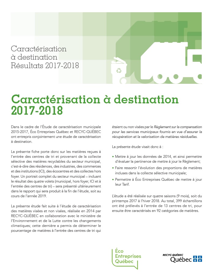 Caractérisation à destination 2017-2018