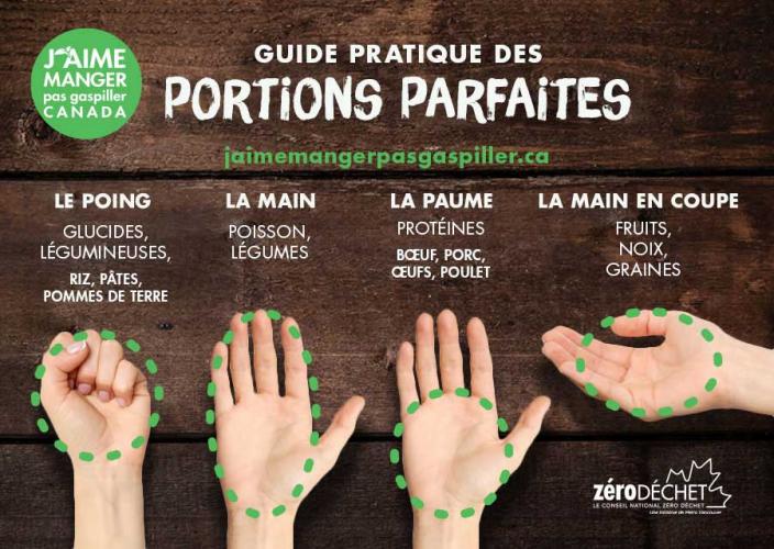 Image expliquant comment utiliser ses mains pour bien calculer ses portions Image expliquant comment utiliser ses mains pour bien calculer ses portions